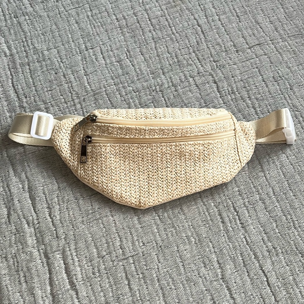Woven Cream Belt Bag
